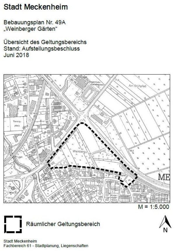 Grafik zeigt den Bebauungsplan Nr. 49a „Weinberger Gärten“