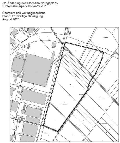 Grafik zeigt die 52. Änderung des Flächennutzungsplans Unternehmerpark Kottenforst II.