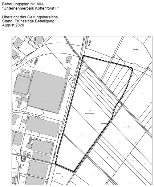 Grafik zeigt den Bebauungsplan Nr 80a Unternehmerpark Kottenforst II.