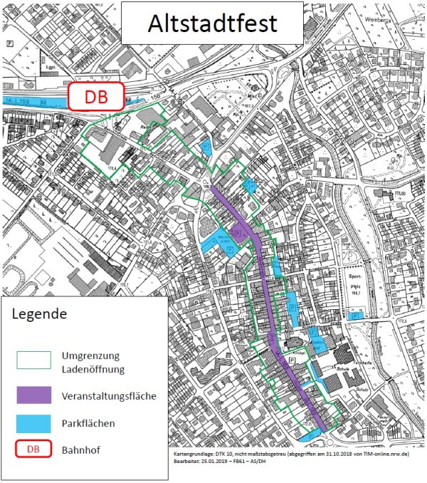 Grafik zeigt den Lageplan Altstadtfest.