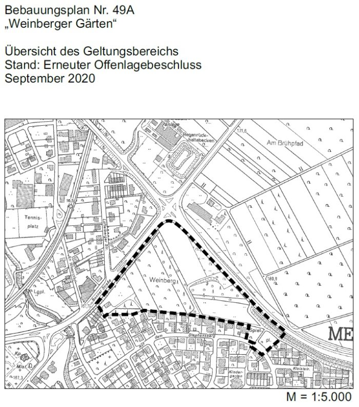 Grafik zeigt den Bebauungsplan Nr 49a "Weinberger Gärten".