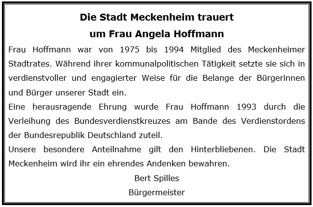 Nachruf Hoffmann Angela