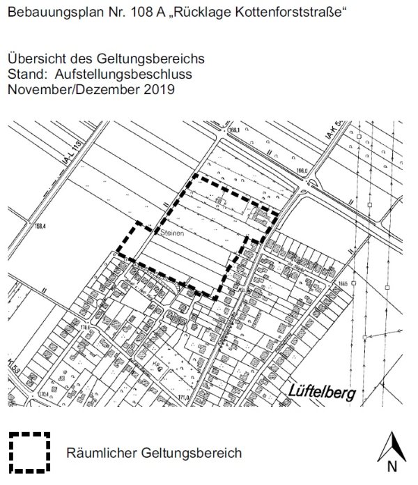 Grafik zeigt den Bebauungsplan Nr 108 A Rücklage Kottenforststraße.