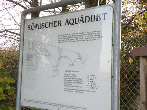 Roemische Wasserleitung Hinweisschild