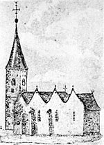 Zeichnung der alten Meckenheimer Pfarrkirche