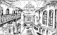 Zeichnung des Inneren der Meckenheimer Synagoge